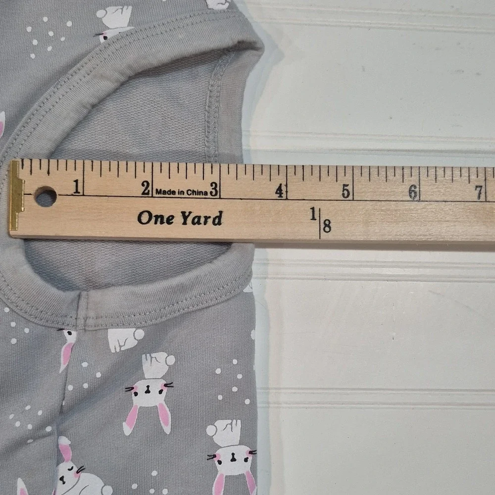 Large‎ Gray Bunny Print Dog Costume Hoodie Bunny Ears Leash Hole Cotton